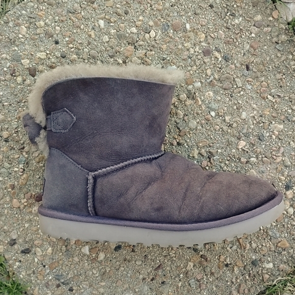 UGG Naveah suede leather shearling lined bow boots women's sz 8 - Picture 12 of 14